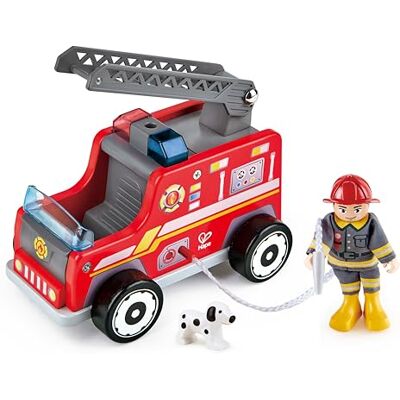Hape E3024 Wooden Fire Truck with Firefighter and Dog Multicolour Hape E3024 Wooden Fire Truck with Firefighter and Dog Multicolour