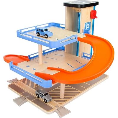small foot 10343 Parking garage "Business class" made of wood, with car lift and vehicles, connectable with train sets small foot 10343 Parking garage "Business class" made of wood, with car lift and vehicles, connectable with train sets