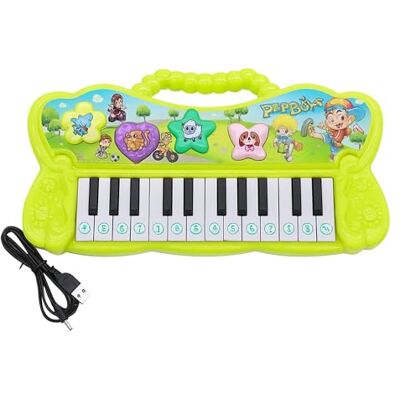 PEBBLE HUG Multifunctional Electronic Organ Piano Keyboard Toy with Light, Educational Learning Toys Birthday Gifts for Kids Age 3+, 24 Keys Electronic Piano for Kids (Green) PEBBLE HUG Multifunctional Electronic Organ Piano Keyboard Toy with Light, Educational Learning Toys Birthday Gifts for Kids Age 3+, 24 Keys Electronic Piano for Kids (Green)