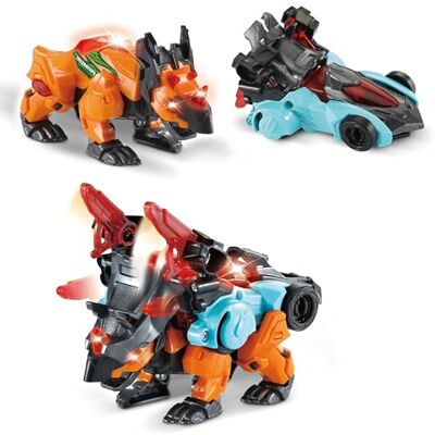 VTech Switch & Go Dinos Combo Triceratops 2-in-1 Dino Car Toy Figure with Simm, Sound and Light Effects Includes Triceratops Fact Card For Children Aged 3-8 Years VTech Switch & Go Dinos Combo Triceratops 2-in-1 Dino Car Toy Figure with Simm, Sound and Light Effects Includes Triceratops Fact Card For Children Aged 3-8 Years