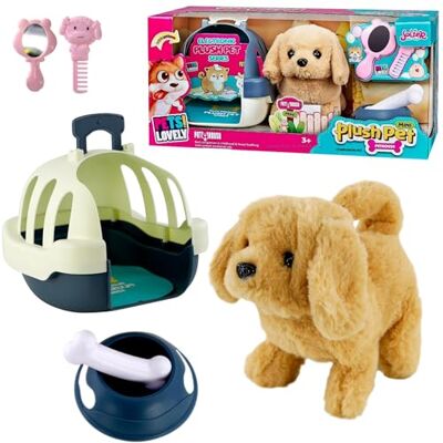 The Magic Toy Shop Electronic Plush Pet Carrier Set - Battery Operated - Walks - Toy The Magic Toy Shop Electronic Plush Pet Carrier Set - Battery Operated - Walks - Toy