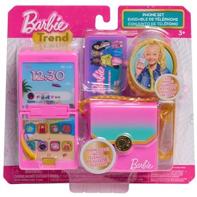 Barbie Trend Lights and Sounds Phone Set, 4 Pieces, Interactive Toy Phone, Toy Wallet, Dress Up and Pretend Play, Children's Toy for Children from 3 Years by Just Play Barbie Trend Lights and Sounds Phone Set, 4 Pieces, Interactive Toy Phone, Toy Wallet, Dress Up and Pretend Play, Children's Toy for Children from 3 Years by Just Play