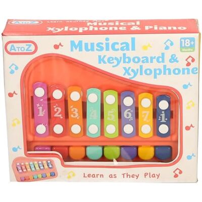 Atoz A to Z Musical Keyboard & Xylophone Toy, 2-in-1 Instrument, Colourful Keys, for Ages 18+ Months Atoz A to Z Musical Keyboard & Xylophone Toy, 2-in-1 Instrument, Colourful Keys, for Ages 18+ Months