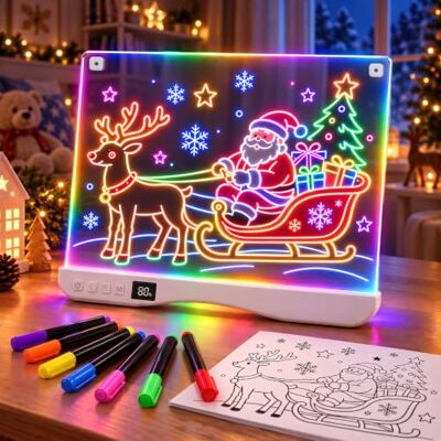 ZORVENIX LED Drawing Board, Rechargeable, 7 Light Colours,35x26cm Lcd Drawing Tablet for Kids with 12 Markers & Timer, 4 Light Modes, Girls Toys for 4-10 Year Old Girl Gifts ZORVENIX LED Drawing Board, Rechargeable, 7 Light Colours,35x26cm Lcd Drawing Tablet for Kids with 12 Markers & Timer, 4 Light Modes, Girls Toys for 4-10 Year Old Girl Gifts