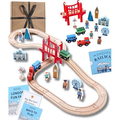 Jaques of London Wooden Train Set London-Themed Toy Train Set with Track, Figures & Buildings Sustainable Wood Toys Toddler Toy Age 3 4 Since 1795 Jaques of London Wooden Train Set London-Themed Toy Train Set with Track, Figures & Buildings Sustainable Wood Toys Toddler Toy Age 3 4 Since 1795