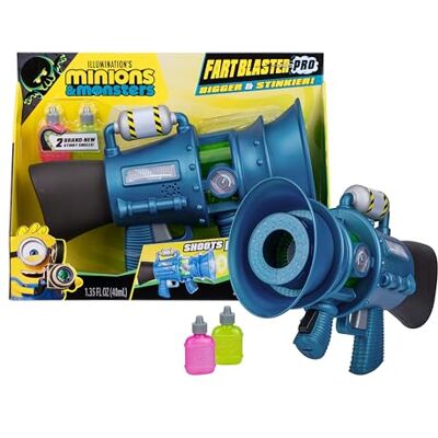 MINIONS Illumination's & Monsters Fart Blaster Pro with 8 Stink Settings, Shoots Stinky Fart Rings up to 6 ft (1.8 m) Away, Includes 2 Different Scented Fart Formulas MINIONS Illumination's & Monsters Fart Blaster Pro with 8 Stink Settings, Shoots Stinky Fart Rings up to 6 ft (1.8 m) Away, Includes 2 Different Scented Fart Formulas