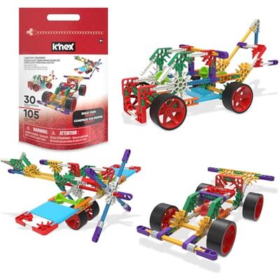 Basic Fun K'NEX Custom Cruisers Building Set – 30 Model STEM Construction Kit with 105 Pieces & Storage Bag – Creative Toy for Kids Aged 7+ Basic Fun K'NEX Custom Cruisers Building Set – 30 Model STEM Construction Kit with 105 Pieces & Storage Bag – Creative Toy for Kids Aged 7+