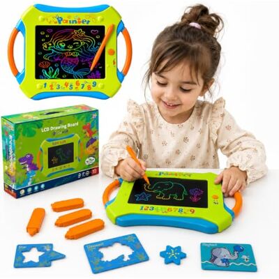 Toyana LCD Drawing Tablet for Kids, Electronic Writing Pad 12.5" Large Screen Colorful Doodle Board, Educational Learning Sketchpad with Stencils and Crayon Moulds Gift Set for children 3+ Years Toyana LCD Drawing Tablet for Kids, Electronic Writing Pad 12.5" Large Screen Colorful Doodle Board, Educational Learning Sketchpad with Stencils and Crayon Moulds Gift Set for children 3+ Years