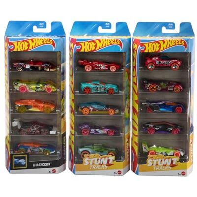 Hot Wheels Toy Cars or Trucks 5-Pack Bundle, 3 Themed Sets of 5 1:64 Scale Vehicles, 15 Total Vehicles for Kids & Collectors (Styles May Vary), JDR21 Hot Wheels Toy Cars or Trucks 5-Pack Bundle, 3 Themed Sets of 5 1:64 Scale Vehicles, 15 Total Vehicles for Kids & Collectors (Styles May Vary), JDR21
