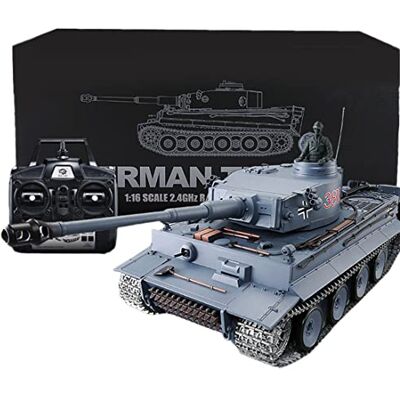 SpedUpX 1/16 Scale German Tiger I RC Tank 3818, 7.0 RTR 2.4GHz Remote Control Military Tank with 340° Rotating Turret, Smoke, Sound, Light, BB Shooting & Infrared Combat(Upgraded version) SpedUpX 1/16 Scale German Tiger I RC Tank 3818, 7.0 RTR 2.4GHz Remote Control Military Tank with 340° Rotating Turret, Smoke, Sound, Light, BB Shooting & Infrared Combat(Upgraded version)