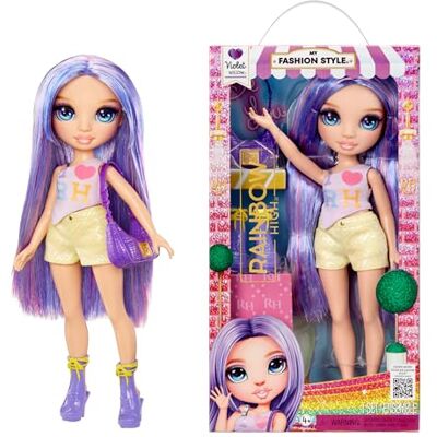 Rainbow High My Fashion Style Doll Violet 28cm Purple Fashion Doll with Statement Outfit and Stylish Handbag, Play, Posable, Collectable, For Children Ages 4 to 12+ Rainbow High My Fashion Style Doll Violet 28cm Purple Fashion Doll with Statement Outfit and Stylish Handbag, Play, Posable, Collectable, For Children Ages 4 to 12+