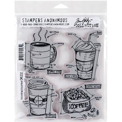 Tim Holtz Fresh Brewed Blueprint - Stamps Tim Holtz Fresh Brewed Blueprint - Stamps