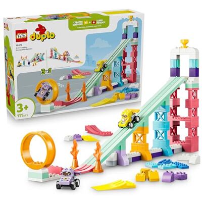 Lego DUPLO 3 in 1 Creative Ramps with Vehicles Educational Motor Skills Toy for Toddlers Colour Matching Montessori Set w/ 2 Race Cars Gift for 3+ Year Old Boys & Girls 10478 Lego DUPLO 3 in 1 Creative Ramps with Vehicles Educational Motor Skills Toy for Toddlers Colour Matching Montessori Set w/ 2 Race Cars Gift for 3+ Year Old Boys & Girls 10478