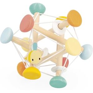 Janod Wooden Sensory Development Ball Flexible Rattle Ball Easy to Handle Activity Toy for Babies From 12 months Janod Wooden Sensory Development Ball Flexible Rattle Ball Easy to Handle Activity Toy for Babies From 12 months
