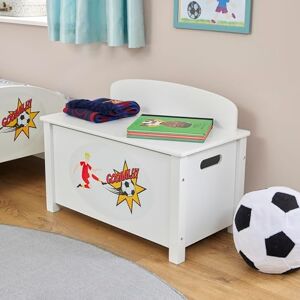 Liberty House Toys Kid's Wooden Football Toy Box, White Liberty House Toys Kid's Wooden Football Toy Box, White