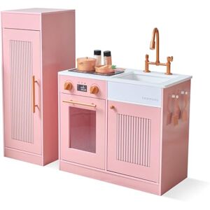 Teamson Kids Little Chef Chester Play Kitchen in Peach with Fridge, Stove, 12 Accessories, Shelves & Hooks, Develops Creativity & Organization Skills Teamson Kids Little Chef Chester Play Kitchen in Peach with Fridge, Stove, 12 Accessories, Shelves & Hooks, Develops Creativity & Organization Skills