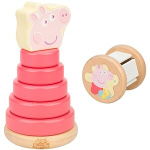 Peppa Pig Wooden Roller Rattle and Topple Tower Gift Set Toddler Learning Toys for Stacking Shaking Sensory Play Fine Motor Skills for Ages 12 Months Plus Peppa Pig Wooden Roller Rattle and Topple Tower Gift Set Toddler Learning Toys for Stacking Shaking Sensory Play Fine Motor Skills for Ages 12 Months Plus