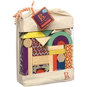 B. toys Wood U Build It Wooden Blocks 40 Building Blocks Colors & Shapes Play Set for Toddlers, Kids 18 Months + B. toys Wood U Build It Wooden Blocks 40 Building Blocks Colors & Shapes Play Set for Toddlers, Kids 18 Months +