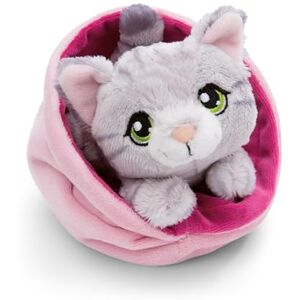 Nici Little Paws Cuddly Cat 12cm Grey Tabby in Pink Basket Fluffy Soft Toy, Cuddly Toy to Cuddle, Play With, and Adore 61331 Nici Little Paws Cuddly Cat 12cm Grey Tabby in Pink Basket Fluffy Soft Toy, Cuddly Toy to Cuddle, Play With, and Adore 61331
