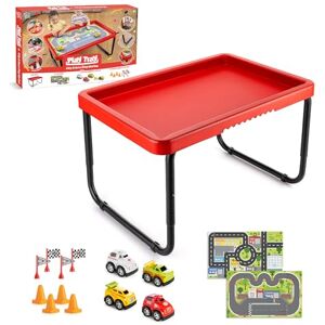 Toyrific PlayTray Activity Table with Play Mat Set, Kids Sensory Play Tray, City and Race Theme Play Mat Set, Kids Messy Play Tray, Red Toyrific PlayTray Activity Table with Play Mat Set, Kids Sensory Play Tray, City and Race Theme Play Mat Set, Kids Messy Play Tray, Red