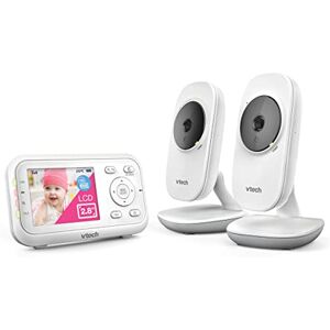 VTech VM3250-2 Video Baby Monitor with 2 Cameras 300m Long Range with 2.8" LCD, Up to 19-hr Video Streaming, Night Vision, Secured Transmission Temperature Sensor Soothing Sounds 2X Zoom White VTech VM3250-2 Video Baby Monitor with 2 Cameras 300m Long Range with 2.8" LCD, Up to 19-hr Video Streaming, Night Vision, Secured Transmission Temperature Sensor Soothing Sounds 2X Zoom White