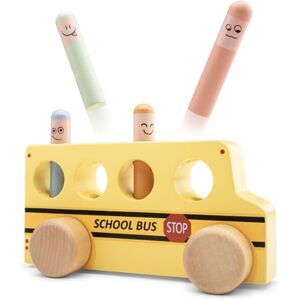Woet Wooden Pop-Up School Bus – FSC Pretend Play Toy with Spring Figures for Toddlers 24 Months+ – Educational Push Vehicle – Gift for Boys and Girls, Motor Skills Toy Woet Wooden Pop-Up School Bus – FSC Pretend Play Toy with Spring Figures for Toddlers 24 Months+ – Educational Push Vehicle – Gift for Boys and Girls, Motor Skills Toy