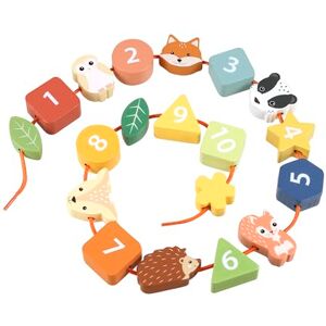 ORANGE TREE Toys Wooden Woodland Animals Number Threading Toy, Educational Learning Beads with Storage Bag, Numbers 1-10 ORANGE TREE Toys Wooden Woodland Animals Number Threading Toy, Educational Learning Beads with Storage Bag, Numbers 1-10