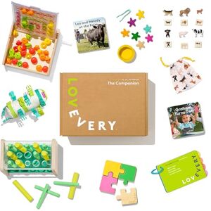 Lovevery , The Companion Play Kit + Bonus Book, Development Toys and Gift, Toys to experiment with different diameters, practice bilateral coordination and manage emotions, 22-23-24+ Months Lovevery , The Companion Play Kit + Bonus Book, Development Toys and Gift, Toys to experiment with different diameters, practice bilateral coordination and manage emotions, 22-23-24+ Months
