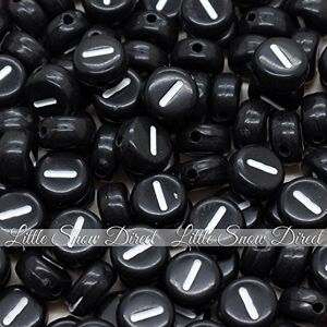 Little Snow Direct 100pcs 7mm Acrylic Letter Coin Beads A - Z Disc Alphabet Beads - I, Black