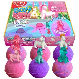 Zimpli Kids ZIMPLI 6 x Large Unicorn Surprise Bath Bombs, 6 Surprise Unicorn Toys Included, Bath Toys for Girls, Bubble Baff Bomb Gift Set, Xmas Gift Zimpli Kids ZIMPLI 6 x Large Unicorn Surprise Bath Bombs, 6 Surprise Unicorn Toys Included, Bath Toys for Girls, Bubble Baff Bomb Gift Set, Xmas Gift