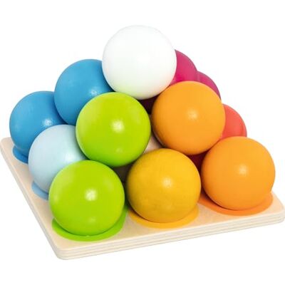 Goki 58335 Stacking and Sorting Game Ball Pyramid Made of Wood, Promote Hand-Eye Coordination and Fine Motor Skills, Classic Game, Stacking Colourful Balls, 15 cm x 15 cm, Set of 14, from 1 Year Goki 58335 Stacking and Sorting Game Ball Pyramid Made of Wood, Promote Hand-Eye Coordination and Fine Motor Skills, Classic Game, Stacking Colourful Balls, 15 cm x 15 cm, Set of 14, from 1 Year