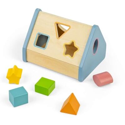 Bigjigs Wooden Shape Sorter House, 5 pcs, Multi colors - Shape Sorting Toy Bigjigs Wooden Shape Sorter House, 5 pcs, Multi colors - Shape Sorting Toy