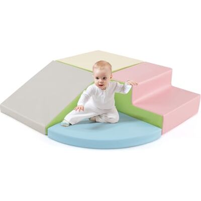 GYMAX 4 Pieces Kids Climb & Crawl Play Equipment, Multifunctional Toddler Activity Set, Baby Soft Foam Blocks Interactive Toy for Playroom, Bedroom and Living Room (Blue+Pink) GYMAX 4 Pieces Kids Climb & Crawl Play Equipment, Multifunctional Toddler Activity Set, Baby Soft Foam Blocks Interactive Toy for Playroom, Bedroom and Living Room (Blue+Pink)