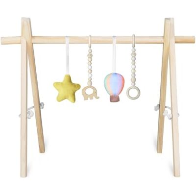 lionelo Anis Wooden Baby Gym, Foldable Play Arch with 4 Removable Toys, Montessori Activity Gym for Sensory Development, Easy Setup, Calm Colours, Smooth Edges, Pine Wood, Gift-Ready, for Newborns, 0+ lionelo Anis Wooden Baby Gym, Foldable Play Arch with 4 Removable Toys, Montessori Activity Gym for Sensory Development, Easy Setup, Calm Colours, Smooth Edges, Pine Wood, Gift-Ready, for Newborns, 0+