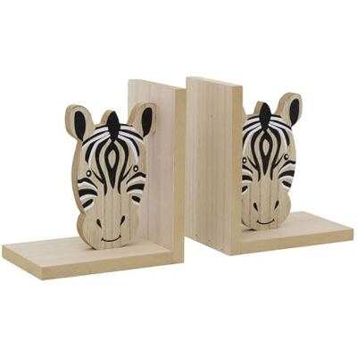 Carousel Home Children's Wooden Zebra Book Ends, 17x30cm Kids Jungle Safari Animal Bookends Nursery Shelf Book Holders Carousel Home Children's Wooden Zebra Book Ends, 17x30cm Kids Jungle Safari Animal Bookends Nursery Shelf Book Holders