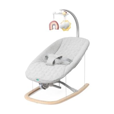 Chicco Zen Wave Rocker with Natural Rocking Motion, Suitable from Birth to 9kg, Detachable Toy Bar Including 3 Toys, Compact Slim Fold, Wooden Grey, 08087091800930 Chicco Zen Wave Rocker with Natural Rocking Motion, Suitable from Birth to 9kg, Detachable Toy Bar Including 3 Toys, Compact Slim Fold, Wooden Grey, 08087091800930