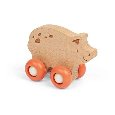 Bigjigs Toys Farm Animal on Wheels Pig, Wooden Mini Push Along Toy Wooden Pig Push Along, Pocket Money Gift for Kids, Party Bag Filler, Age 12+ Months Bigjigs Toys Farm Animal on Wheels Pig, Wooden Mini Push Along Toy Wooden Pig Push Along, Pocket Money Gift for Kids, Party Bag Filler, Age 12+ Months