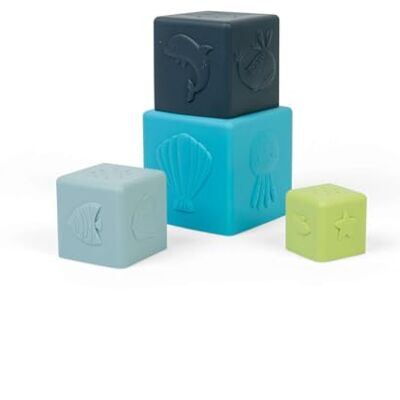 Bigjigs Toys Stacking Cubes 4 Piece Sea Animal Stacker Set For Babies & Toddlers, 100% Silicone Baby & Toddler Bath Toy, Children’s Gifts, Age 12 Months + Bigjigs Toys Stacking Cubes 4 Piece Sea Animal Stacker Set For Babies & Toddlers, 100% Silicone Baby & Toddler Bath Toy, Children’s Gifts, Age 12 Months +