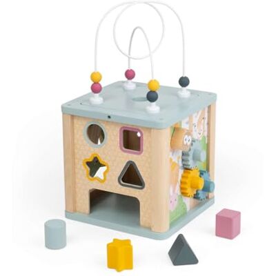 Bigjigs Toys Simply Scandi Activity Cube Kids Montessori Wooden Toy Beads Maze, Shape Sorter & Spinning Gears Learning Centre for Toddlers FSC Certified Wood Gifts for Babies Age 12 Months+ Bigjigs Toys Simply Scandi Activity Cube Kids Montessori Wooden Toy Beads Maze, Shape Sorter & Spinning Gears Learning Centre for Toddlers FSC Certified Wood Gifts for Babies Age 12 Months+