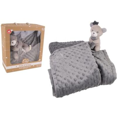 Dodo d'AMOUR 053141 Teddy Bear Blanket Grey Honeycomb Fleece Newborn Gift Soft Baby Soft Machine Washable French Design From 0 Months Dodo d'AMOUR 053141 Teddy Bear Blanket Grey Honeycomb Fleece Newborn Gift Soft Baby Soft Machine Washable French Design From 0 Months
