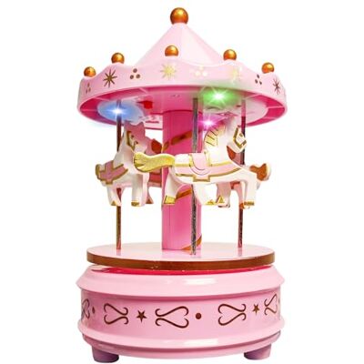 WEofferwhatYOUwant Carousel Music Box Pink – Rotating Horse Merry Go Round with Colour-Changing LED Lights Wind-Up Musical Box Plays Beethoven’s Für Elise Nursery Night Light, Cake Topper & Gift WEofferwhatYOUwant Carousel Music Box Pink – Rotating Horse Merry Go Round with Colour-Changing LED Lights Wind-Up Musical Box Plays Beethoven’s Für Elise Nursery Night Light, Cake Topper & Gift