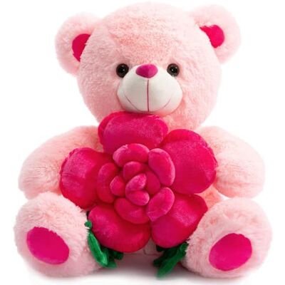BEJOY Teddy Bear Stuffed Animals Plush Bear Holding Rose Soft Toy Pink Gift for Valentine's Day 16 Inch Pink BEJOY Teddy Bear Stuffed Animals Plush Bear Holding Rose Soft Toy Pink Gift for Valentine's Day 16 Inch Pink