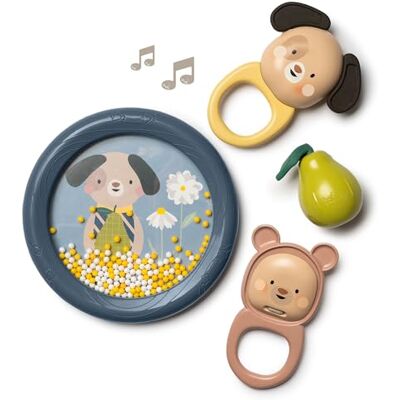Taf Toys Baby's Musical Discovery Gift Set Montessori Musical Toys for Toddlers .Kids Shaker Instruments with Soft Colours and Textures. Suitable for Boys & Girls 18 months + Taf Toys Baby's Musical Discovery Gift Set Montessori Musical Toys for Toddlers .Kids Shaker Instruments with Soft Colours and Textures. Suitable for Boys & Girls 18 months +