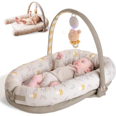 Taf Toys Little Explorer Lounger – 2-in-1 Baby Lounger & Play Gym with Soothing Musical Bear, Lights & Activity Arch – Comfort Nest for Newborns to Infants Taf Toys Little Explorer Lounger – 2-in-1 Baby Lounger & Play Gym with Soothing Musical Bear, Lights & Activity Arch – Comfort Nest for Newborns to Infants