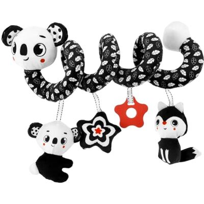 LuLobtg Spiral Pram Toys for Babies, Car Seat Crib Hanging Toy for Babies 0-6 Months, Infant Stroller Activity Plush Toy, Newborn High Contrast Black White Baby Sensory Toys(Koala) LuLobtg Spiral Pram Toys for Babies, Car Seat Crib Hanging Toy for Babies 0-6 Months, Infant Stroller Activity Plush Toy, Newborn High Contrast Black White Baby Sensory Toys(Koala)