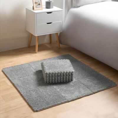 OHS Foam Play Mat, 9 Tiles Baby Floor Mat Soft Teddy Interlocking Foam Tiles Babies Toddlers Kids Floor Mats for Playing Durable Exercise Floor Tiles, Grey 30cm x 30cm OHS Foam Play Mat, 9 Tiles Baby Floor Mat Soft Teddy Interlocking Foam Tiles Babies Toddlers Kids Floor Mats for Playing Durable Exercise Floor Tiles, Grey 30cm x 30cm