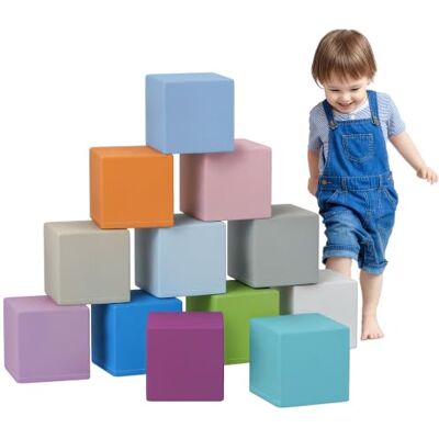 HOMCOM Soft Play Foam Blocks Building Stacking for Toddler Baby 12 Piece HOMCOM Soft Play Foam Blocks Building Stacking for Toddler Baby 12 Piece