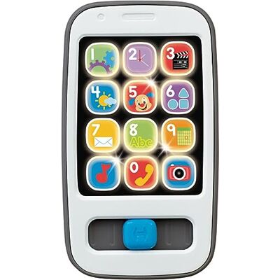 Fisher-Price Laugh & Learn Smart Phone Gray, pretend phone musical infant toy with lights and learning content Fisher-Price Laugh & Learn Smart Phone Gray, pretend phone musical infant toy with lights and learning content