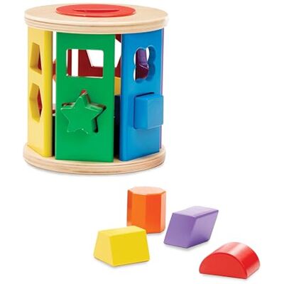 Melissa & Doug Wooden Shape Sorter - Shape Sorter Toy Melissa & Doug Wooden Shape Sorter - Shape Sorter Toy
