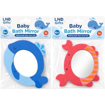LND Gifts Baby Bath Mirror Set of 2, Floating Foam Mirrors for Babies 6 Months Plus Crab and whale foam mirrors that float and stick to wet tiles, lightweight for little hands and ideal for sensory bath play LND Gifts Baby Bath Mirror Set of 2, Floating Foam Mirrors for Babies 6 Months Plus Crab and whale foam mirrors that float and stick to wet tiles, lightweight for little hands and ideal for sensory bath play